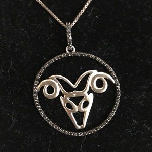 Aries pendant sterling silver with black diamonds